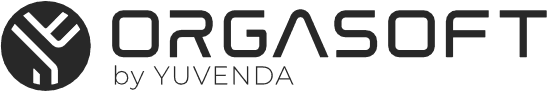 Orgasoft logo featuring a stylized geometric symbol and the text 'by YUVENDA'.